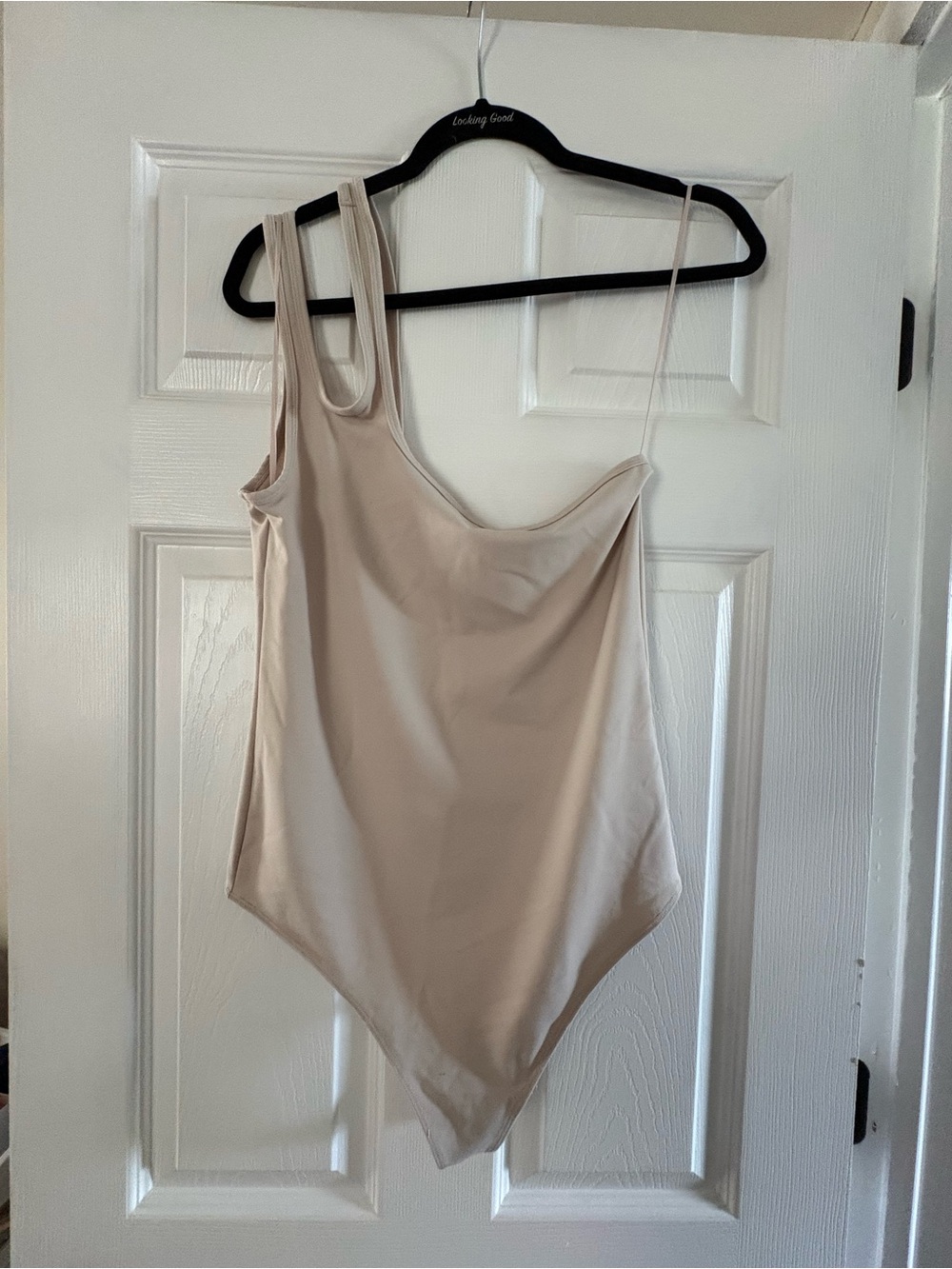 Abercrombie and Fitch Beige One-Shoulder Bodysuit with Double Strap
